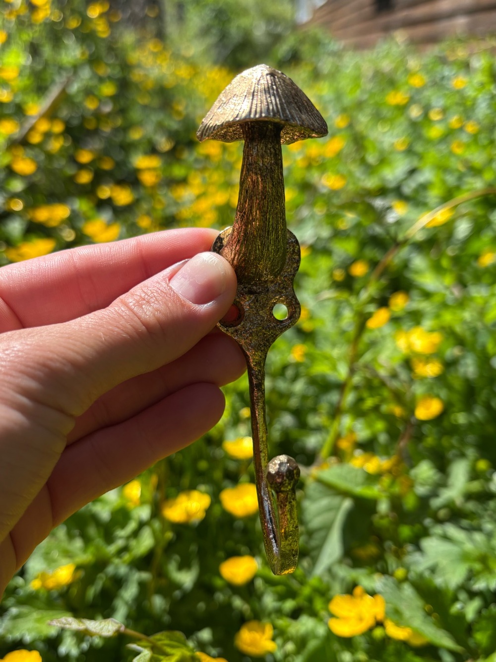 Mushroom Wall Hook in Aged Gold Tone